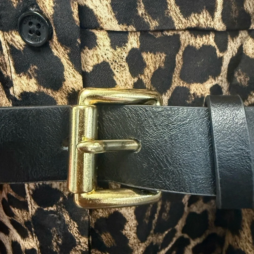 Michael, Michael Kors Leopard Print Long Sleeve V-neck Belted Dress Size XS